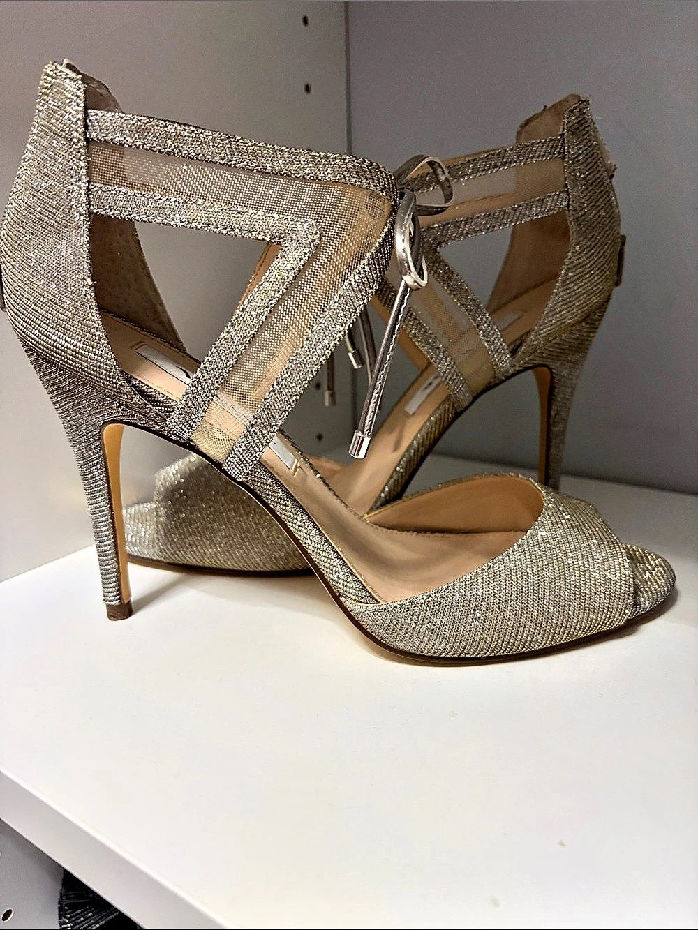 Vince Camuto Metallic Ankle Strap Heels